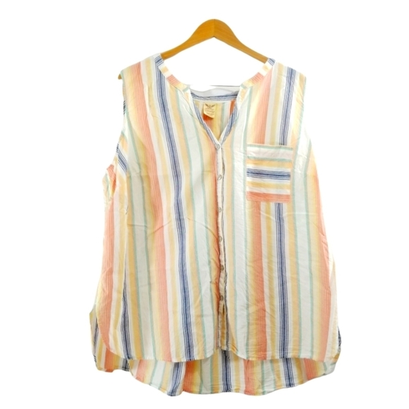 Faded Glory Multicolor Striped Sleeveless Cotton Top Size 3x - Picture 1 of 8
